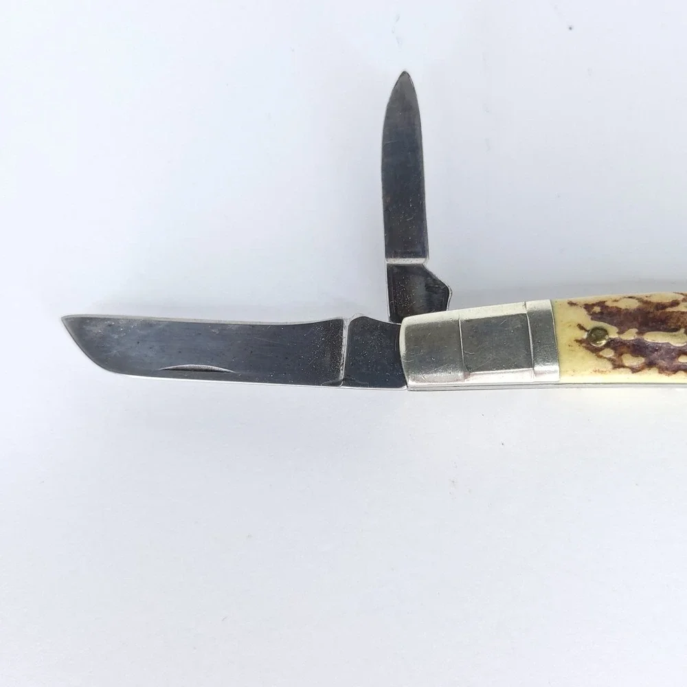Vintage JA Henckels Congress Knife Jigged Stag Antler Scales on Handle
